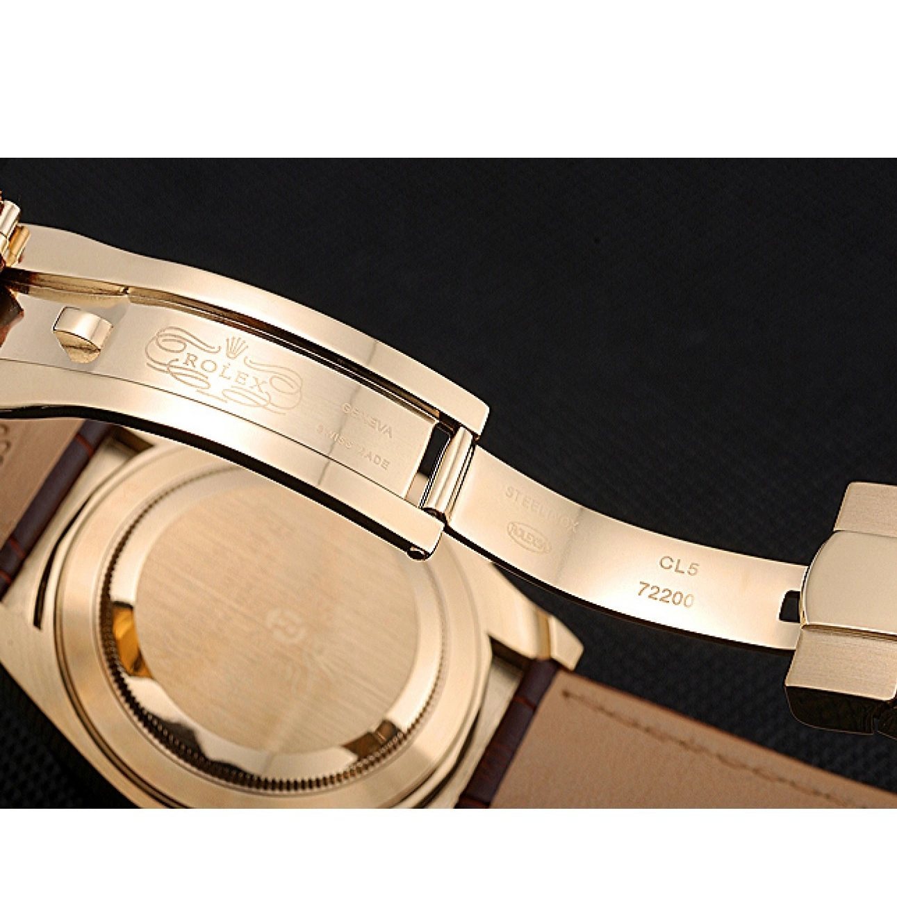 Rolex copies cheap Leather Cosmograph Case 622634 Black Bracelet Daytona Subdials Brown Rolex Gold 0702